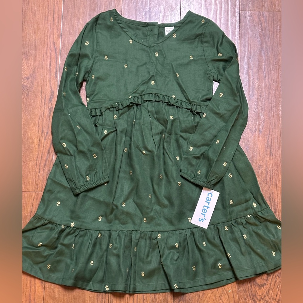 Carter's Forest Green Ruffle Dress